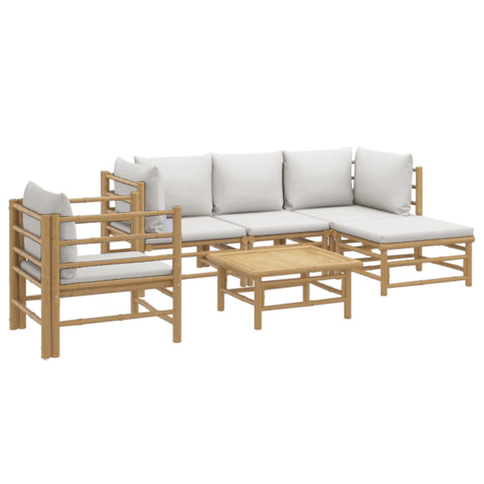 Set mobilier de grădină cu perne gri deschis, 6 piese, bambus - WALTI WALTI