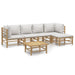 Set mobilier de grădină cu perne gri deschis, 6 piese, bambus - WALTI WALTI