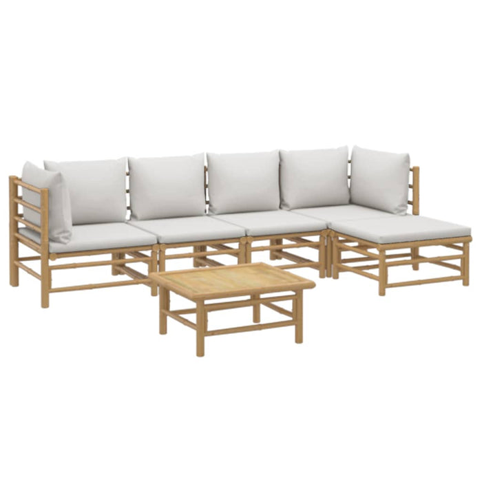 Set mobilier de grădină cu perne gri deschis, 6 piese, bambus - WALTI WALTI