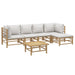Set mobilier de grădină cu perne gri deschis, 6 piese, bambus - WALTI WALTI