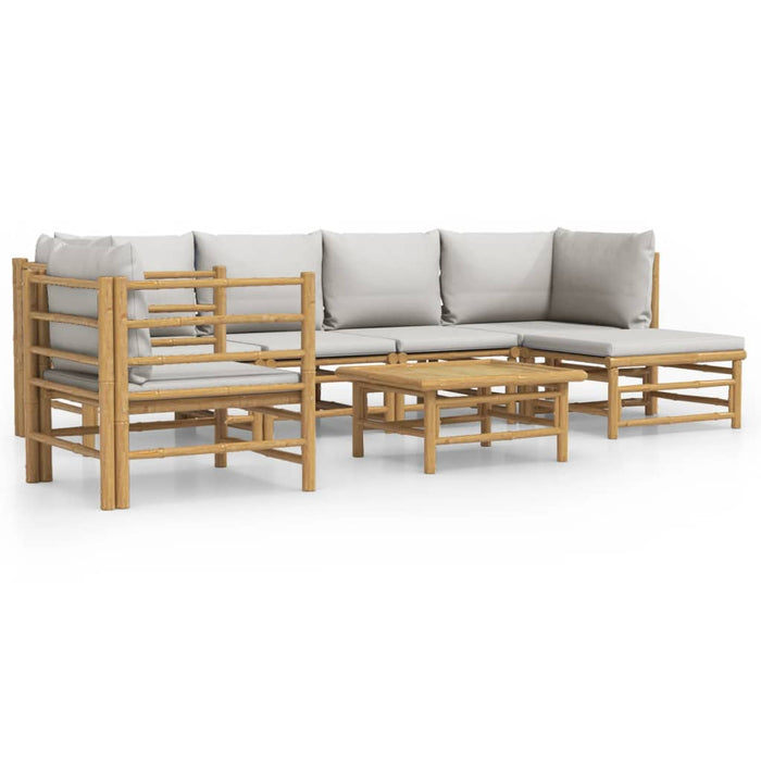 Set mobilier de grădină cu perne gri deschis, 7 piese, bambus - WALTI WALTI