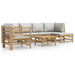 Set mobilier de grădină cu perne gri deschis, 7 piese, bambus - WALTI WALTI