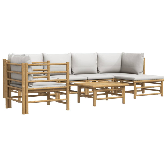 Set mobilier de grădină cu perne gri deschis, 7 piese, bambus - WALTI WALTI