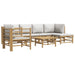 Set mobilier de grădină cu perne gri deschis, 7 piese, bambus - WALTI WALTI