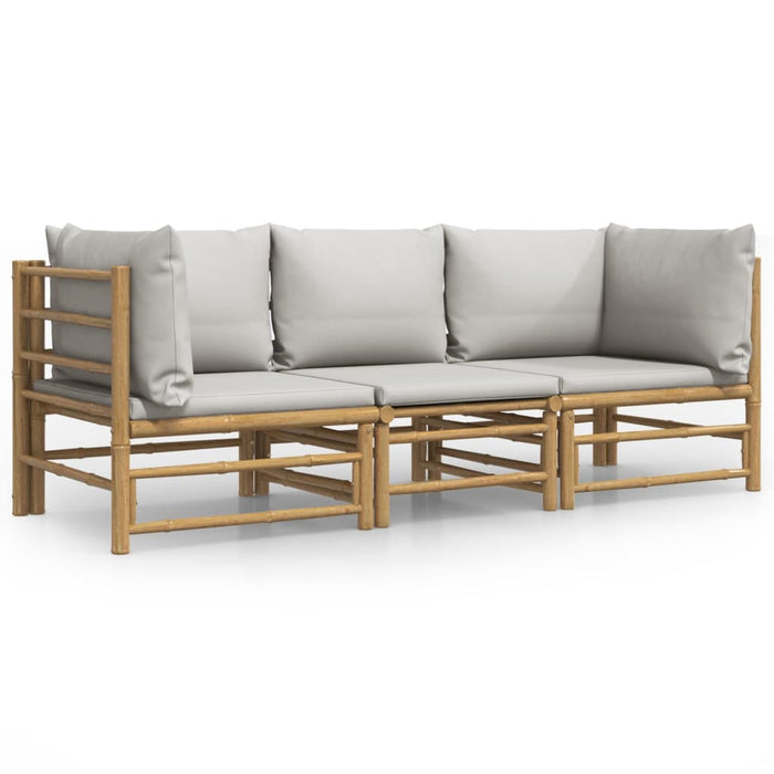Set mobilier de grădină cu perne gri deschis, 3 piese, bambus - WALTI WALTI