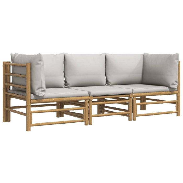 Set mobilier de grădină cu perne gri deschis, 3 piese, bambus - WALTI WALTI