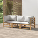 Set mobilier de grădină cu perne gri deschis, 3 piese, bambus - WALTI WALTI