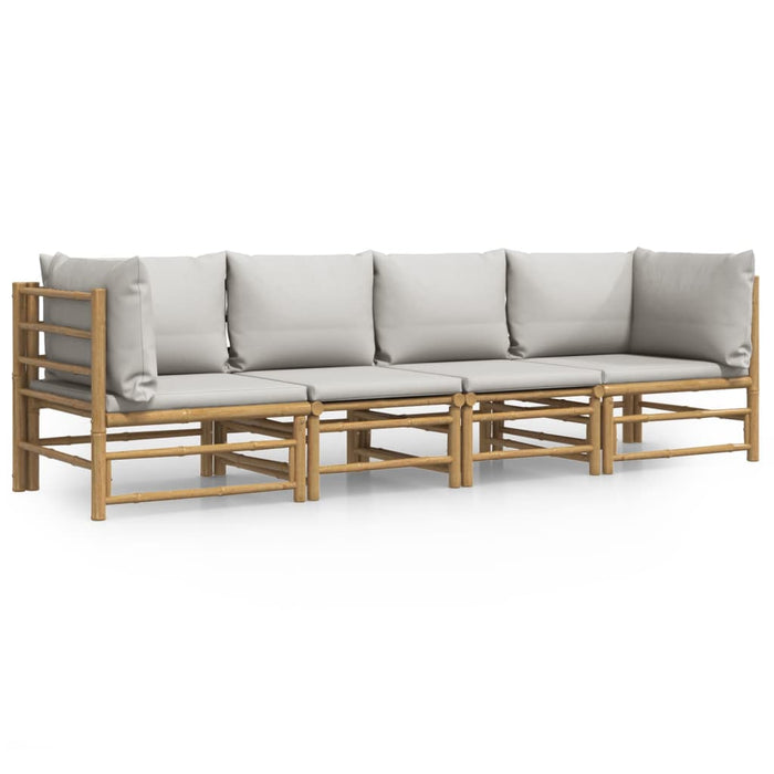 Set mobilier de grădină cu perne gri deschis, 4 piese, bambus - WALTI WALTI