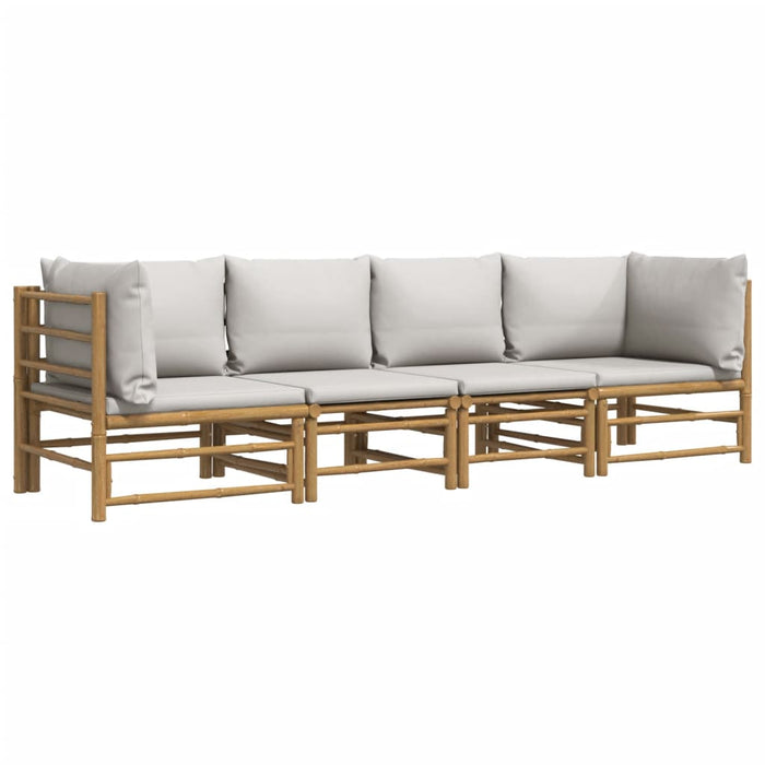 Set mobilier de grădină cu perne gri deschis, 4 piese, bambus - WALTI WALTI