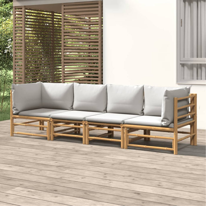 Set mobilier de grădină cu perne gri deschis, 4 piese, bambus - WALTI WALTI