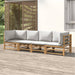 Set mobilier de grădină cu perne gri deschis, 4 piese, bambus - WALTI WALTI