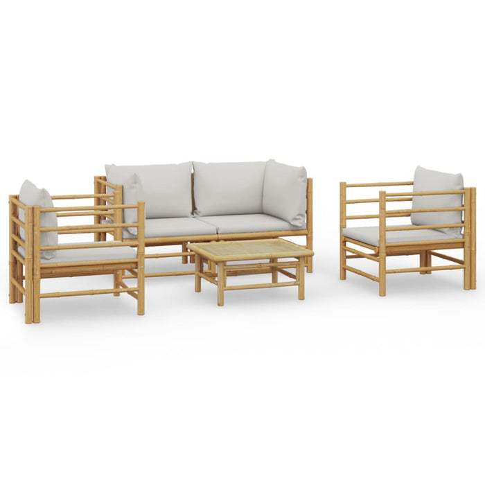 Set mobilier de grădină cu perne gri deschis, 5 piese, bambus - WALTI WALTI