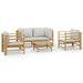 Set mobilier de grădină cu perne gri deschis, 5 piese, bambus - WALTI WALTI