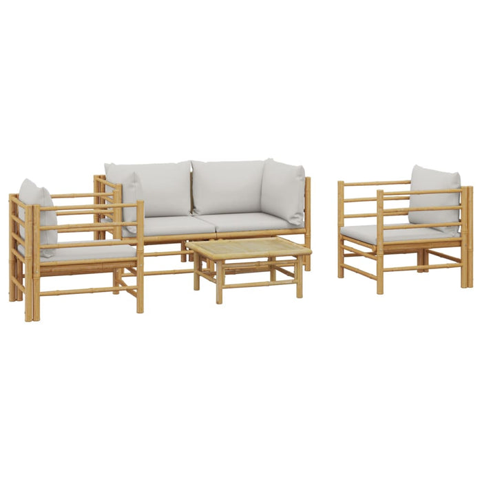 Set mobilier de grădină cu perne gri deschis, 5 piese, bambus - WALTI WALTI
