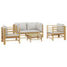 Set mobilier de grădină cu perne gri deschis, 5 piese, bambus - WALTI WALTI