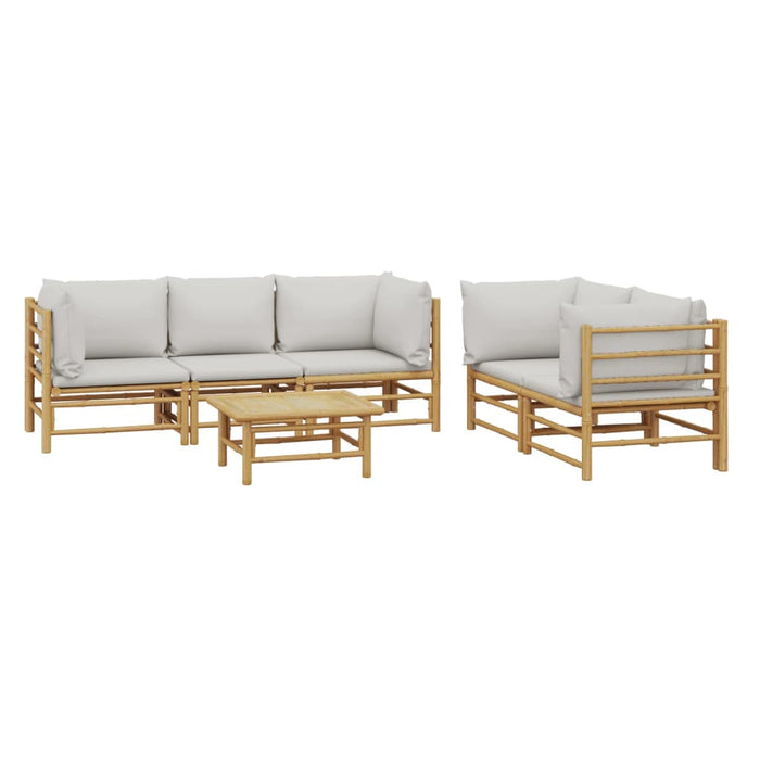 Set mobilier de grădină cu perne gri deschis, 6 piese, bambus - WALTI WALTI