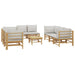 Set mobilier de grădină cu perne gri deschis, 9 piese, bambus - WALTI WALTI