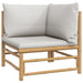Set mobilier de grădină cu perne gri deschis, 9 piese, bambus - WALTI WALTI