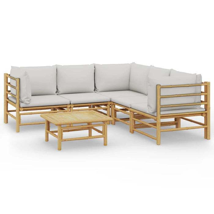 Set mobilier de grădină cu perne gri deschis, 6 piese, bambus - WALTI WALTI