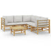Set mobilier de grădină cu perne gri deschis, 6 piese, bambus - WALTI WALTI