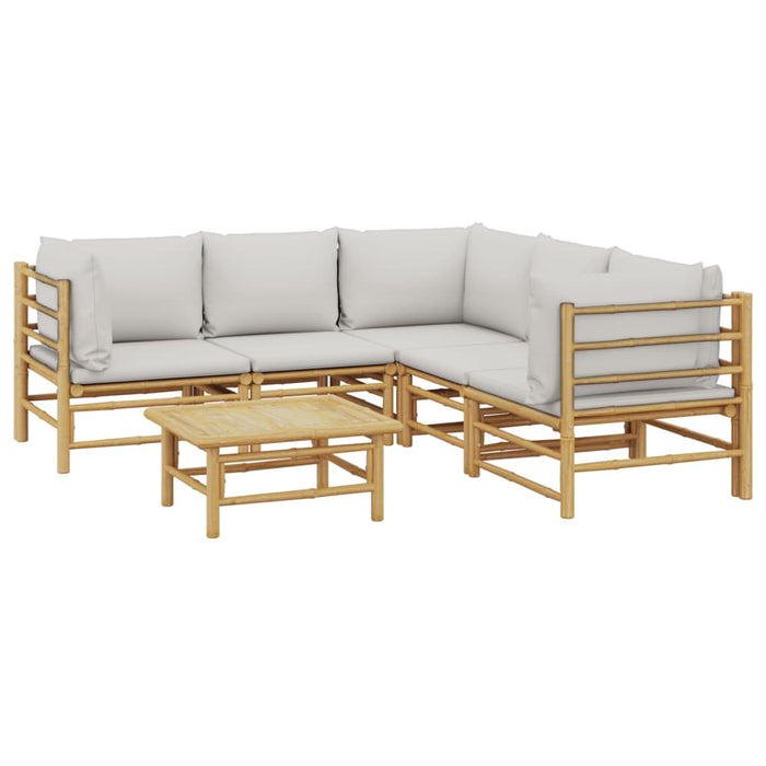 Set mobilier de grădină cu perne gri deschis, 6 piese, bambus - WALTI WALTI