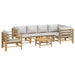 Set mobilier de grădină cu perne gri deschis, 7 piese, bambus - WALTI WALTI
