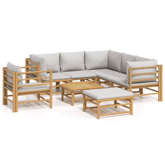 Set mobilier de grădină cu perne gri deschis, 8 piese, bambus - WALTI WALTI