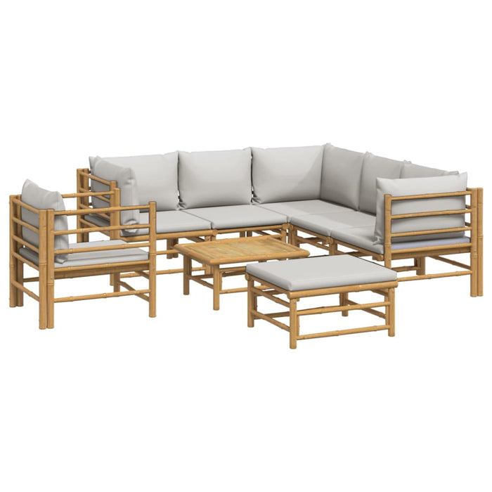 Set mobilier de grădină cu perne gri deschis, 8 piese, bambus - WALTI WALTI