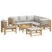 Set mobilier de grădină cu perne gri deschis, 8 piese, bambus - WALTI WALTI