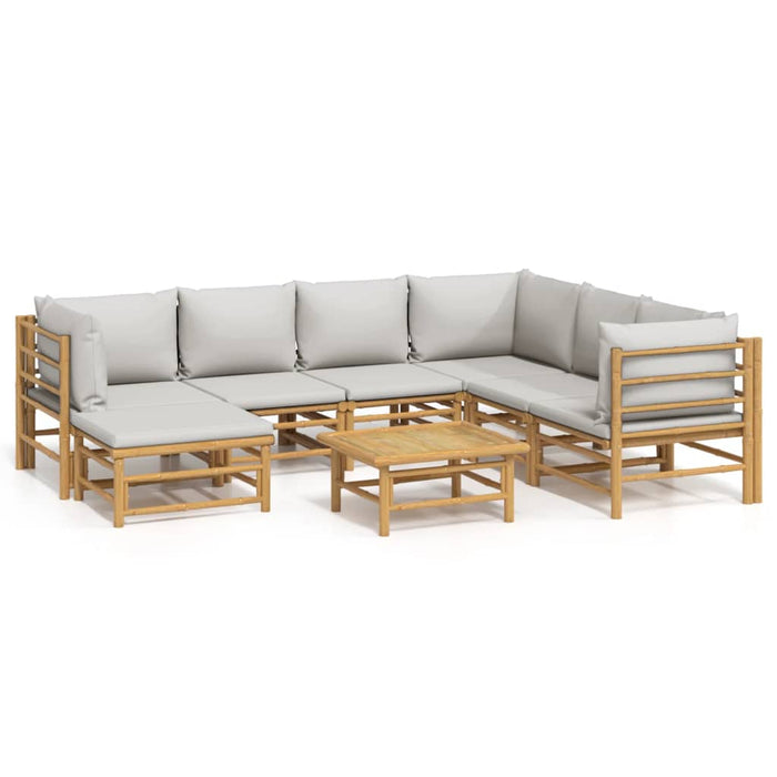 Set mobilier de grădină cu perne gri deschis, 8 piese, bambus - WALTI WALTI