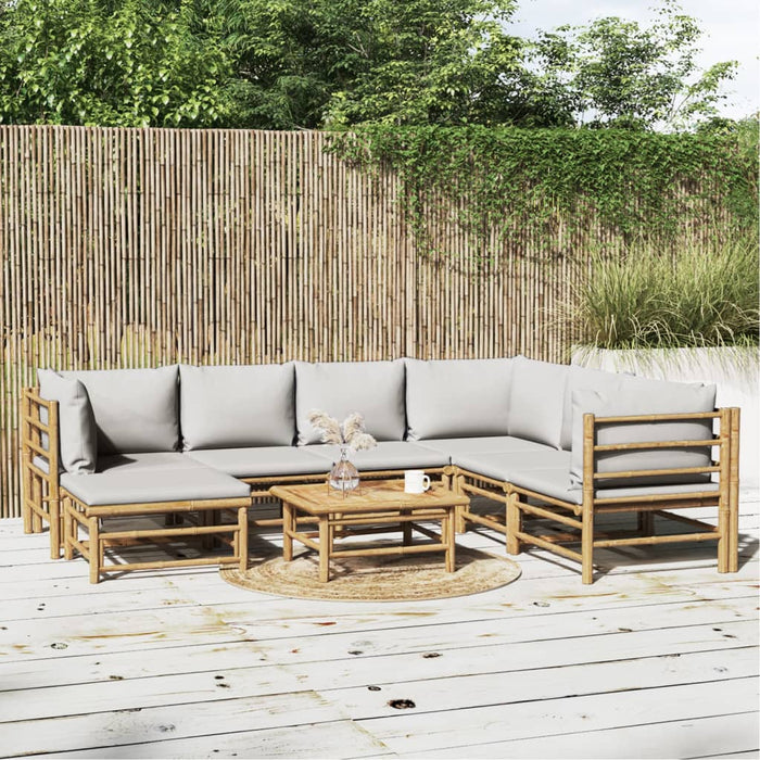 Set mobilier de grădină cu perne gri deschis, 8 piese, bambus - WALTI WALTI
