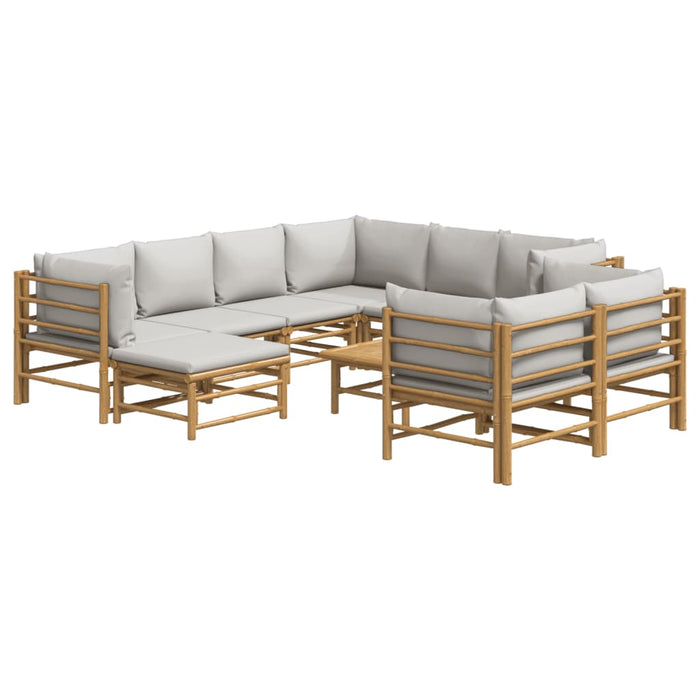 Set mobilier de grădină cu perne gri deschis, 10 piese, bambus - WALTI WALTI