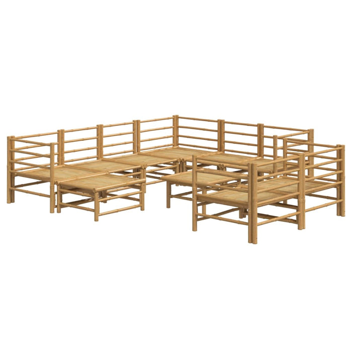 Set mobilier de grădină cu perne gri deschis, 10 piese, bambus - WALTI WALTI