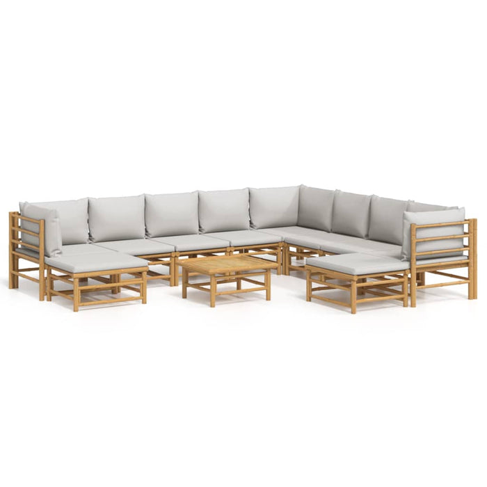 Set mobilier de grădină cu perne gri deschis, 11 piese, bambus - WALTI WALTI