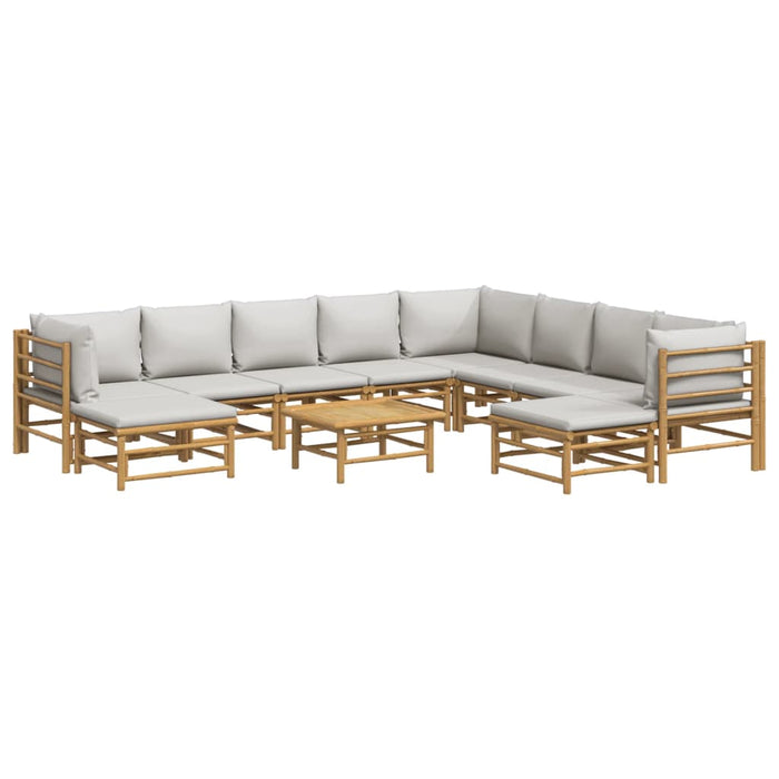 Set mobilier de grădină cu perne gri deschis, 11 piese, bambus - WALTI WALTI