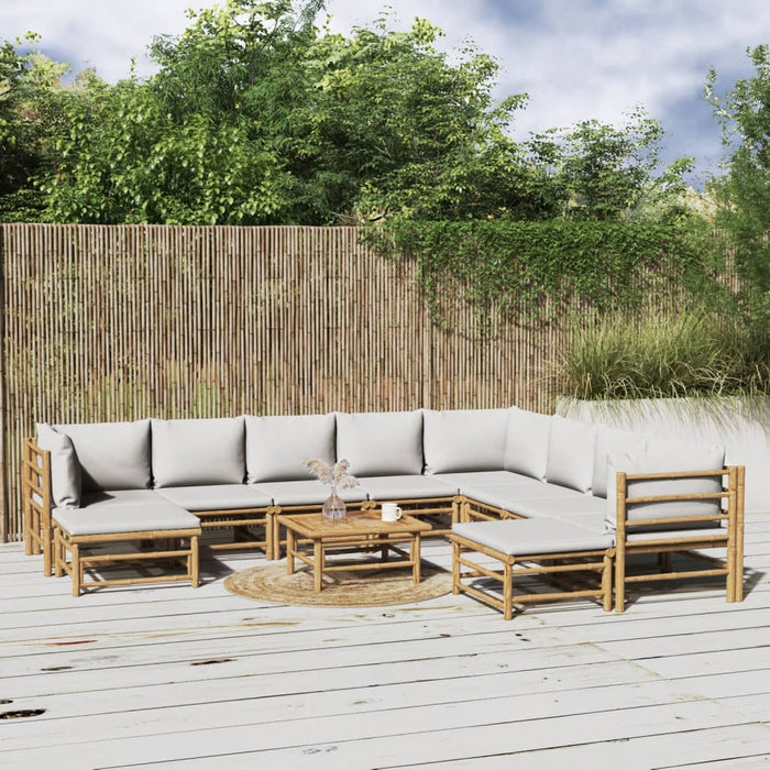 Set mobilier de grădină cu perne gri deschis, 11 piese, bambus - WALTI WALTI