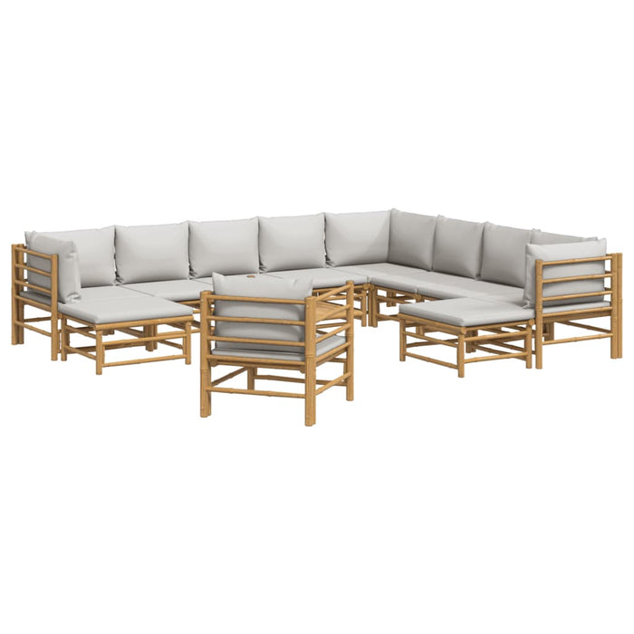 Set mobilier de grădină cu perne gri deschis, 12 piese, bambus - WALTI WALTI