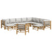 Set mobilier de grădină cu perne gri deschis, 12 piese, bambus - WALTI WALTI