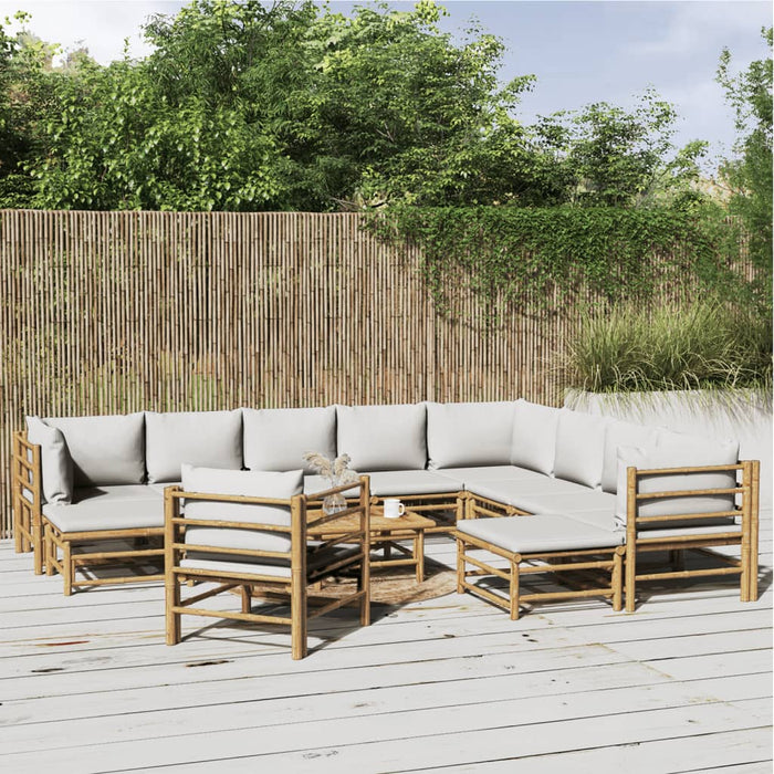 Set mobilier de grădină cu perne gri deschis, 12 piese, bambus - WALTI WALTI