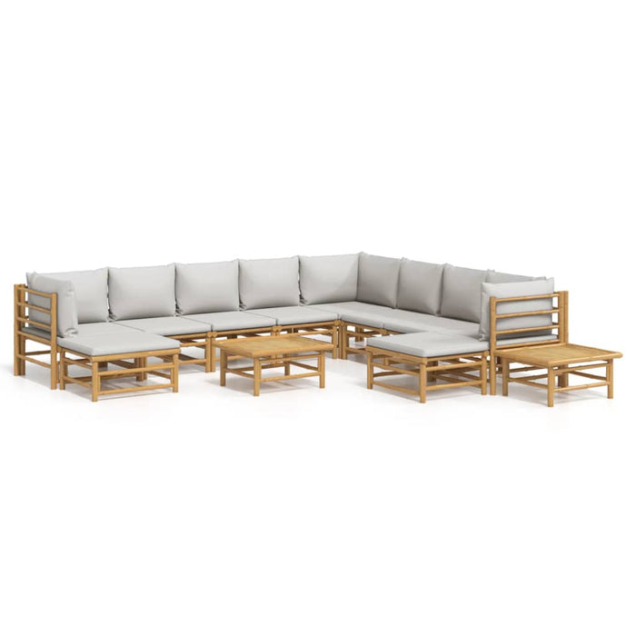 Set mobilier de grădină cu perne gri deschis, 12 piese, bambus - WALTI WALTI