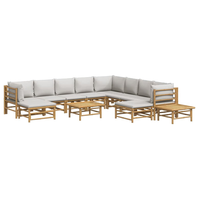Set mobilier de grădină cu perne gri deschis, 12 piese, bambus - WALTI WALTI