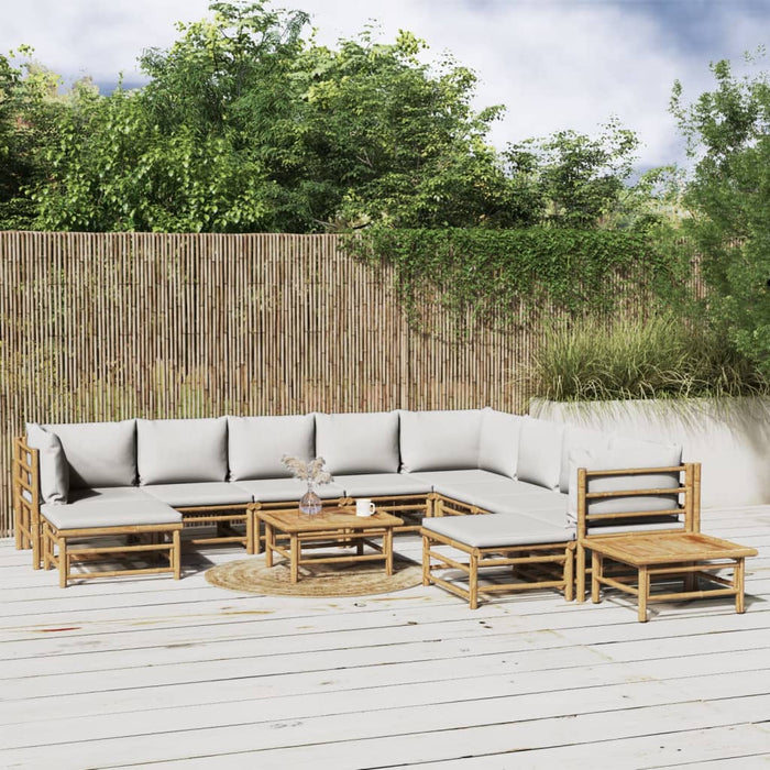 Set mobilier de grădină cu perne gri deschis, 12 piese, bambus - WALTI WALTI
