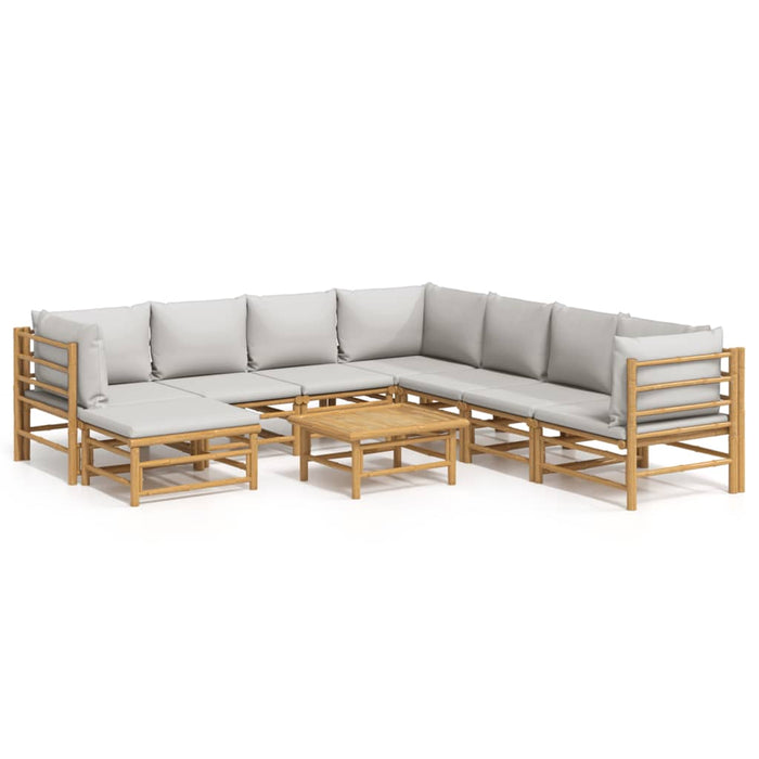 Set mobilier de grădină cu perne gri deschis, 9 piese, bambus - WALTI WALTI