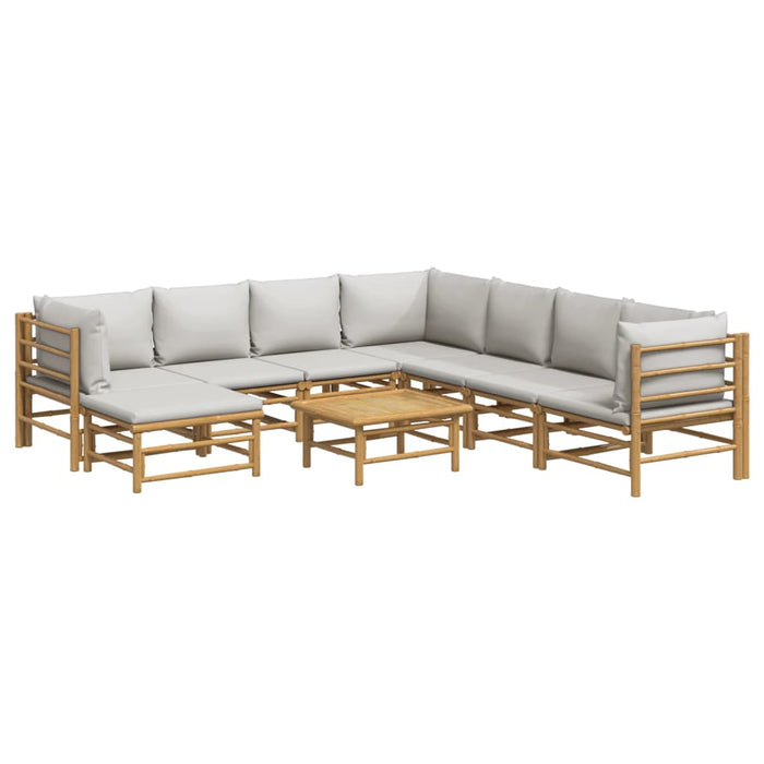 Set mobilier de grădină cu perne gri deschis, 9 piese, bambus - WALTI WALTI
