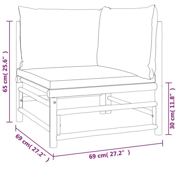 Set mobilier de grădină cu perne gri deschis, 9 piese, bambus - WALTI WALTI