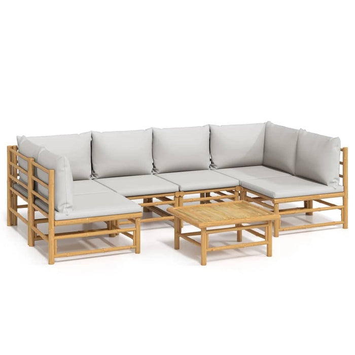 Set mobilier de grădină cu perne gri deschis, 7 piese, bambus - WALTI WALTI