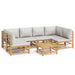 Set mobilier de grădină cu perne gri deschis, 7 piese, bambus - WALTI WALTI