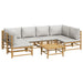 Set mobilier de grădină cu perne gri deschis, 7 piese, bambus - WALTI WALTI