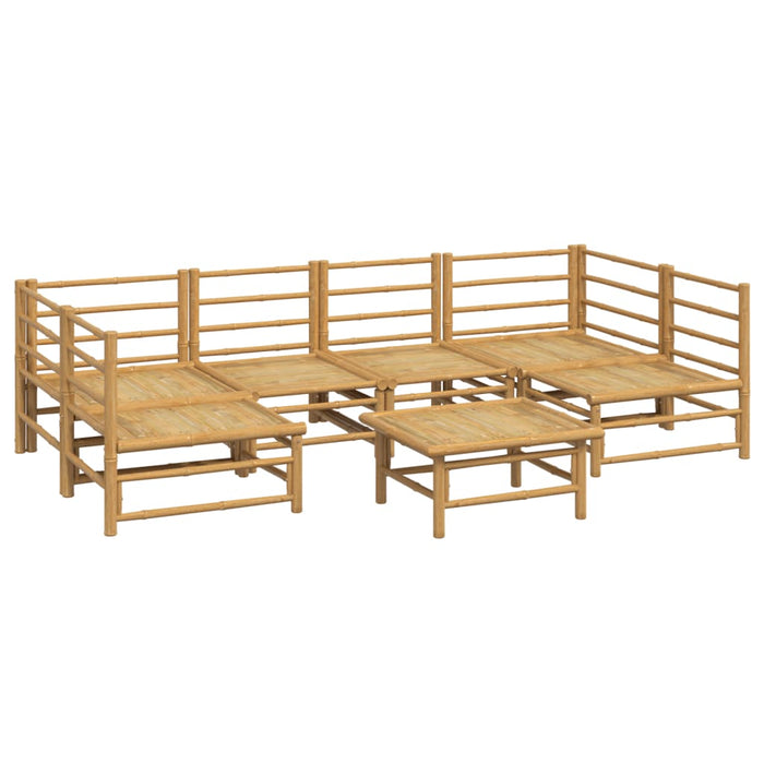 Set mobilier de grădină cu perne gri deschis, 7 piese, bambus - WALTI WALTI