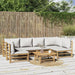 Set mobilier de grădină cu perne gri deschis, 7 piese, bambus - WALTI WALTI